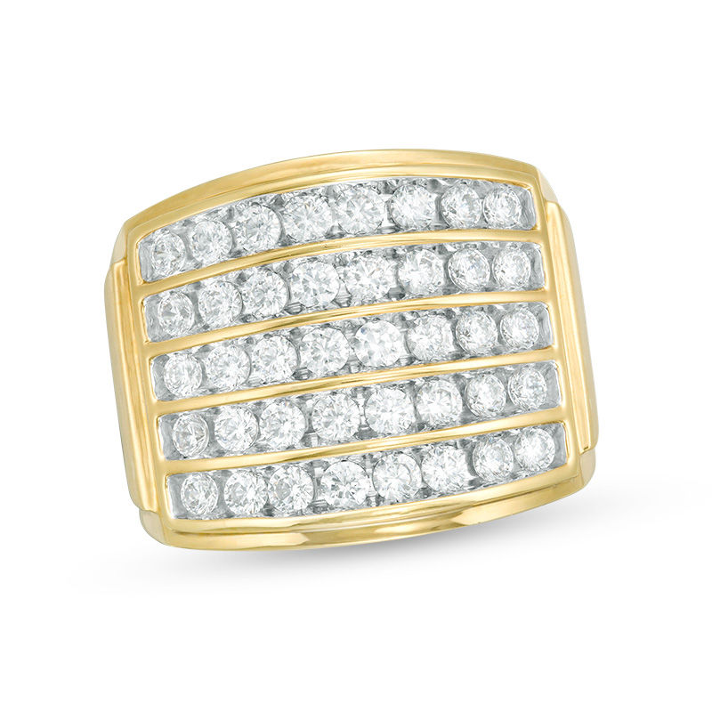Men's 2 CT. T.W. Diamond Rectangle-Top Five Row Ring in 10K Gold