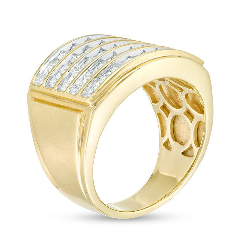 Main Image 3 of 2 CT. T.W. Diamond Rectangle-Top Five Row Ring in 10K Gold