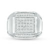 Thumbnail Image 1 of Men's 1 CT. T.W. Composite Diamond Square-Top Double Groove Border Ring in Sterling Silver