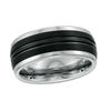 Thumbnail Image 1 of 9.0mm Multi-Finish Center Stripe Wedding Band in Two-Tone Tungsten - Size 10