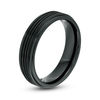 Thumbnail Image 3 of 6.0mm Multi-Groove Wedding Band in Black IP Tungsten - Size 10