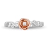 Enchanted Disney Belle Diamond Accent Solitaire Rose Scrolled Promise Ring in 10K Two-Tone Gold