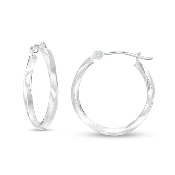 20.0mm Twist Hoop Earrings in 14K White Gold