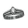 Thumbnail Image 1 of 3/8 CT. T.W. Marquise Diamond Frame Multi-Row Bridal Set in 10K White Gold with Black Rhodium