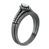 Thumbnail Image 3 of 3/8 CT. T.W. Marquise Diamond Frame Multi-Row Bridal Set in 10K White Gold with Black Rhodium