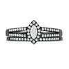 Thumbnail Image 3 of 3/8 CT. T.W. Marquise Diamond Frame Multi-Row Bridal Set in 10K White Gold with Black Rhodium