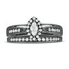 Thumbnail Image 4 of 1/2 CT. T.W. Marquise Diamond Frame Split Shank Bridal Set in 10K White Gold with Black Rhodium