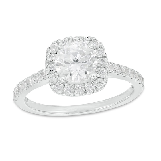 1-1/2 CT. T.w. Diamond Cushion Frame Engagement Ring in 14K White Gold