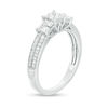 Thumbnail Image 3 of 1/2 CT. T.W. Princess-Cut Quad Diamond Three Stone Double Row Engagement Ring in 10K White Gold