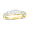 Thumbnail Image 0 of 1/2 CT. T.W. Princess-Cut Quad Diamond Three Stone Double Row Engagement Ring in 10K Gold