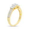 Thumbnail Image 2 of 1/2 CT. T.W. Princess-Cut Quad Diamond Three Stone Double Row Engagement Ring in 10K Gold