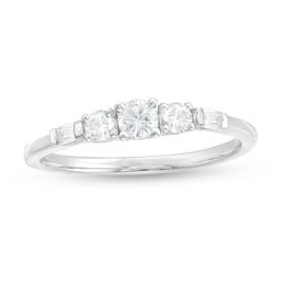 1/3 CT. T.W. Diamond Three Stone Engagement Ring in 10K White Gold