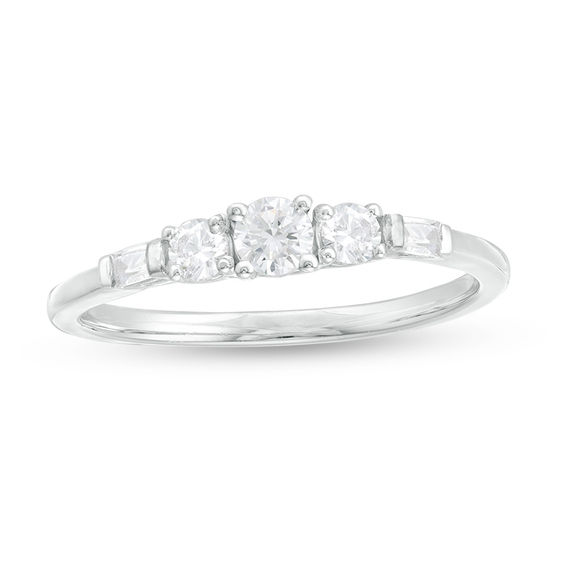 1/3 CT. T.w. Diamond Three Stone Engagement Ring in 10K White Gold