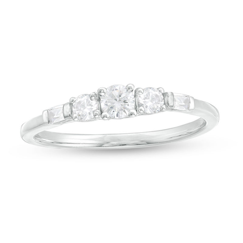 Main Image 1 of 1/3 CT. T.W. Diamond Three Stone Engagement Ring in 10K White Gold
