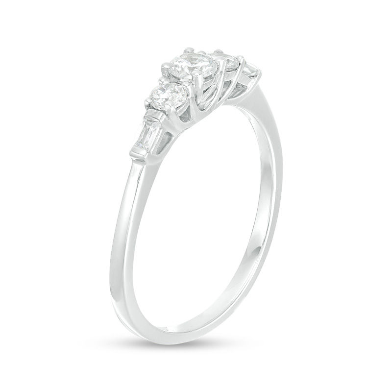 Main Image 3 of 1/3 CT. T.W. Diamond Three Stone Engagement Ring in 10K White Gold