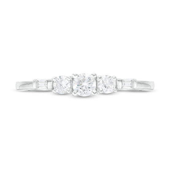 1/3 CT. T.w. Diamond Three Stone Engagement Ring in 10K White Gold