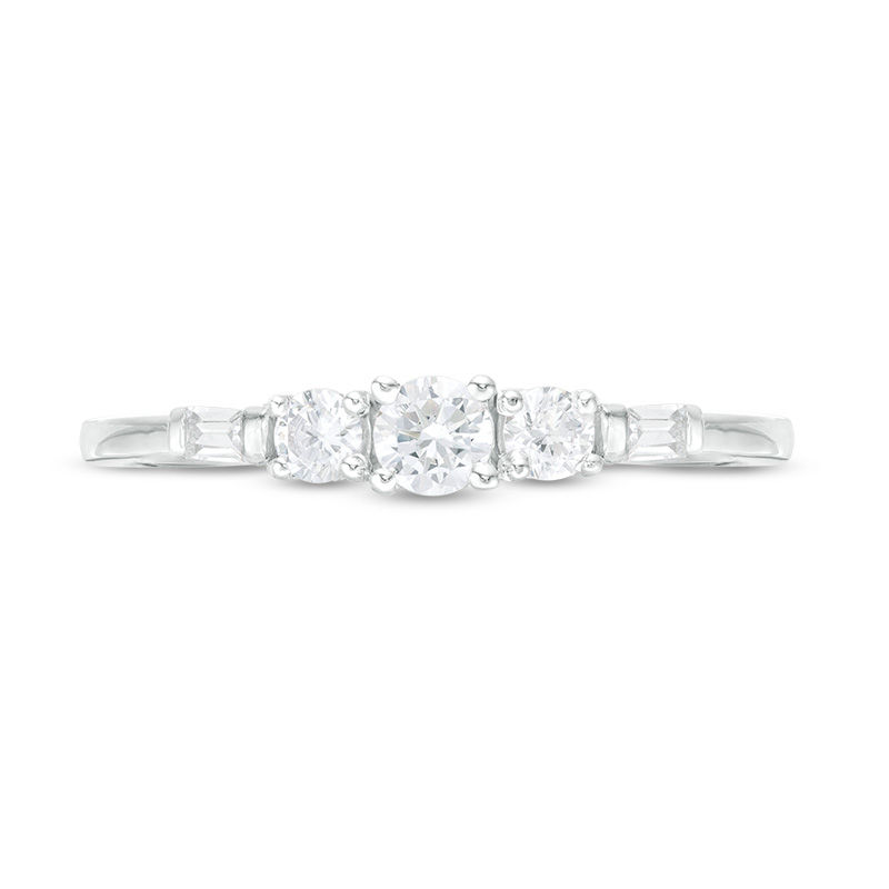 Main Image 4 of 1/3 CT. T.W. Diamond Three Stone Engagement Ring in 10K White Gold
