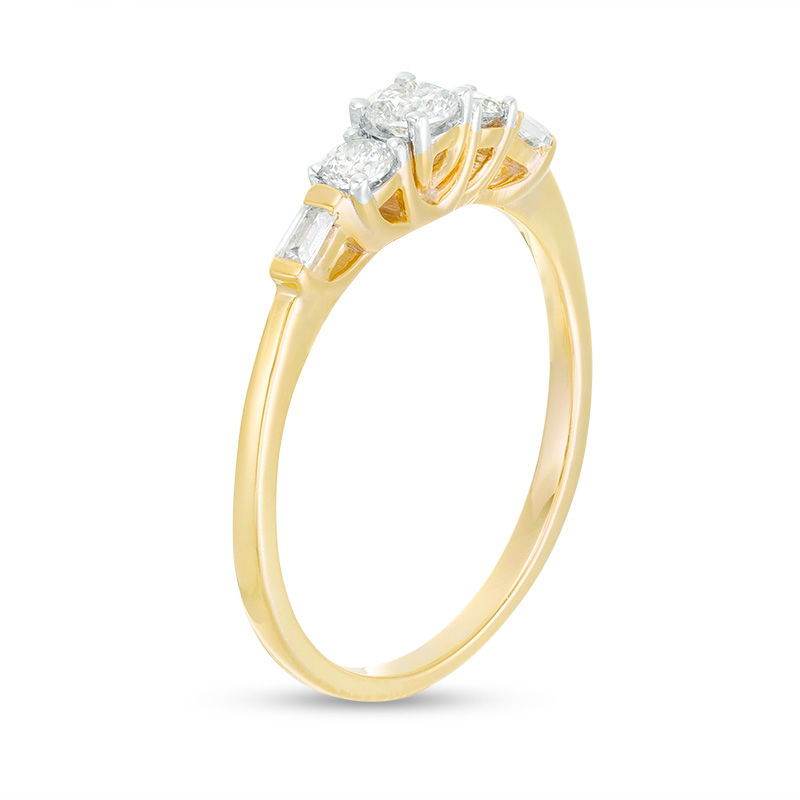 Main Image 3 of 1/3 CT. T.W. Diamond Three Stone Engagement Ring in 10K Gold