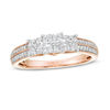 Thumbnail Image 0 of 1/2 CT. T.W. Princess-Cut Quad Diamond Three Stone Double Row Engagement Ring in 10K Rose Gold