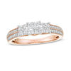 Thumbnail Image 1 of 1/2 CT. T.W. Princess-Cut Quad Diamond Three Stone Double Row Engagement Ring in 10K Rose Gold