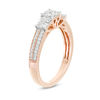 Thumbnail Image 2 of 1/2 CT. T.W. Princess-Cut Quad Diamond Three Stone Double Row Engagement Ring in 10K Rose Gold