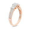 Thumbnail Image 3 of 1/2 CT. T.W. Princess-Cut Quad Diamond Three Stone Double Row Engagement Ring in 10K Rose Gold