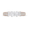 Thumbnail Image 3 of 1/2 CT. T.W. Princess-Cut Quad Diamond Three Stone Double Row Engagement Ring in 10K Rose Gold