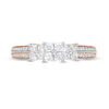 Thumbnail Image 4 of 1/2 CT. T.W. Princess-Cut Quad Diamond Three Stone Double Row Engagement Ring in 10K Rose Gold