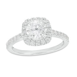 1-1/2 CT. T.W. Diamond Cushion Frame Engagement Ring in 14K White Gold