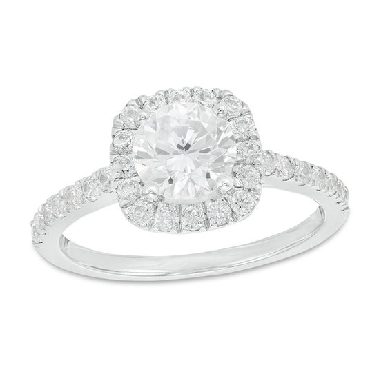 1-1/2 CT. T.w. Diamond Cushion Frame Engagement Ring in 14K White Gold