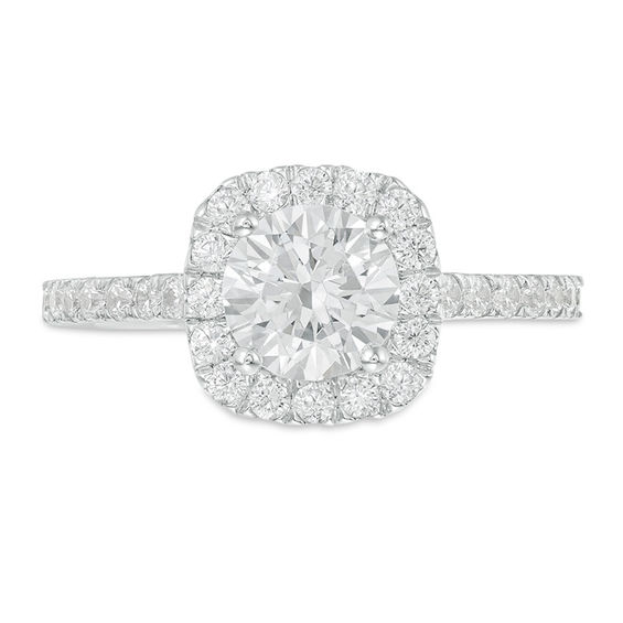 1-1/2 CT. T.w. Diamond Cushion Frame Engagement Ring in 14K White Gold