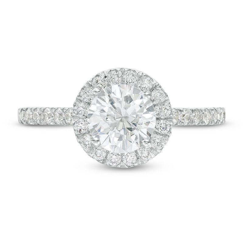 Main Image 4 of 1-1/2 CT. T.W. Diamond Frame Engagement Ring in 14K White Gold