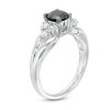 1 CT. T.W. Enhanced Black and White Diamond Tri-Sides Engagement Ring in 10K White Gold