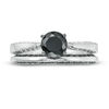 Thumbnail Image 4 of 7/8 CT. T.W. Black and White Diamond Solitaire Bridal Set in 10K White Gold