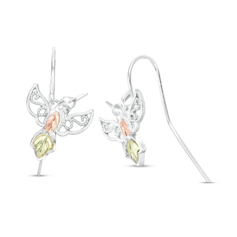 Main Image 1 of Black Hills Gold Hummingbird Drop Earrings in Sterling Silver
