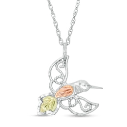 Black Hills Gold Hummingbird Pendant in Sterling Silver