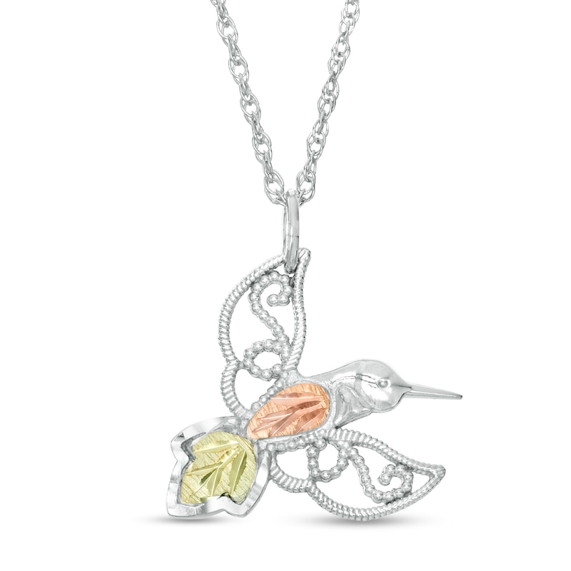 Main Image 1 of Black Hills Gold Hummingbird Pendant in Sterling Silver