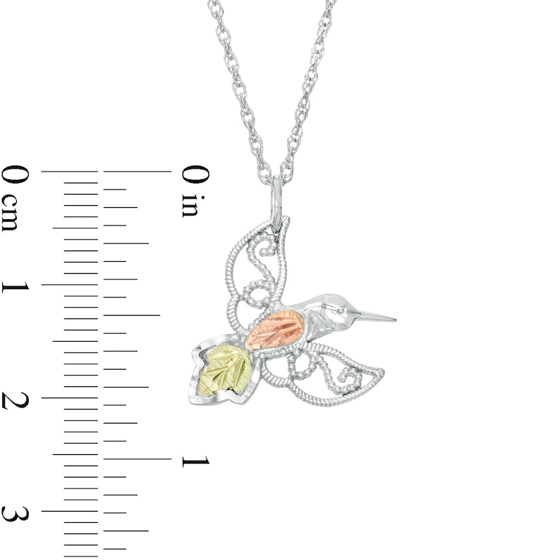 Main Image 3 of Black Hills Gold Hummingbird Pendant in Sterling Silver