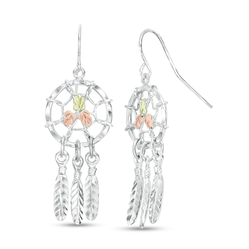 Main Image 1 of Black Hills Gold Dreamcatcher Drop Earrings in Sterling Silver