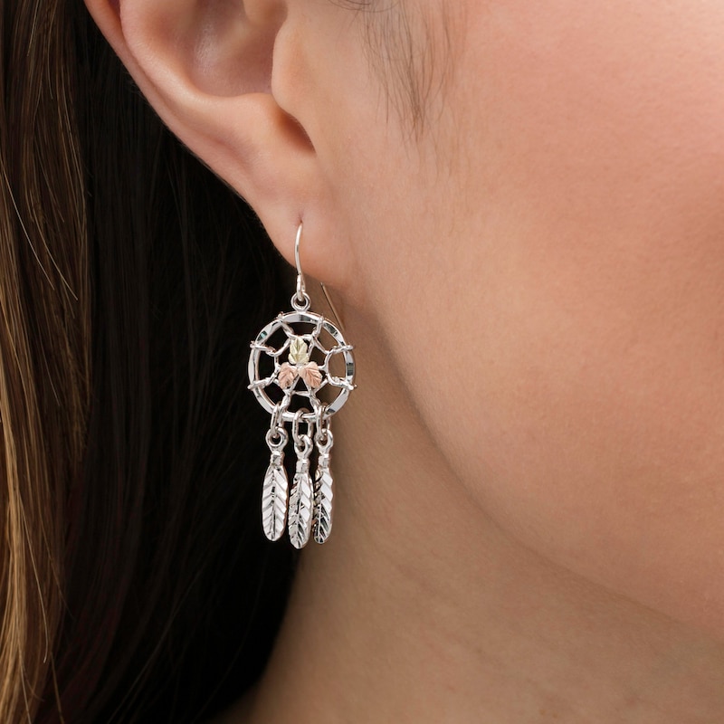 Main Image 2 of Black Hills Gold Dreamcatcher Drop Earrings in Sterling Silver