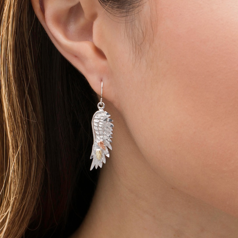 Main Image 2 of Black Hills Gold Wing Drop Earrings in Sterling Silver