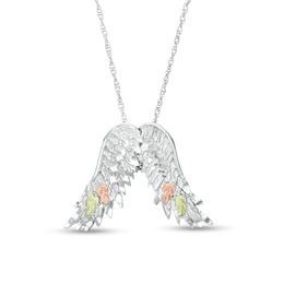 Black Hills Gold Textured Wings Pendant in Sterling Silver