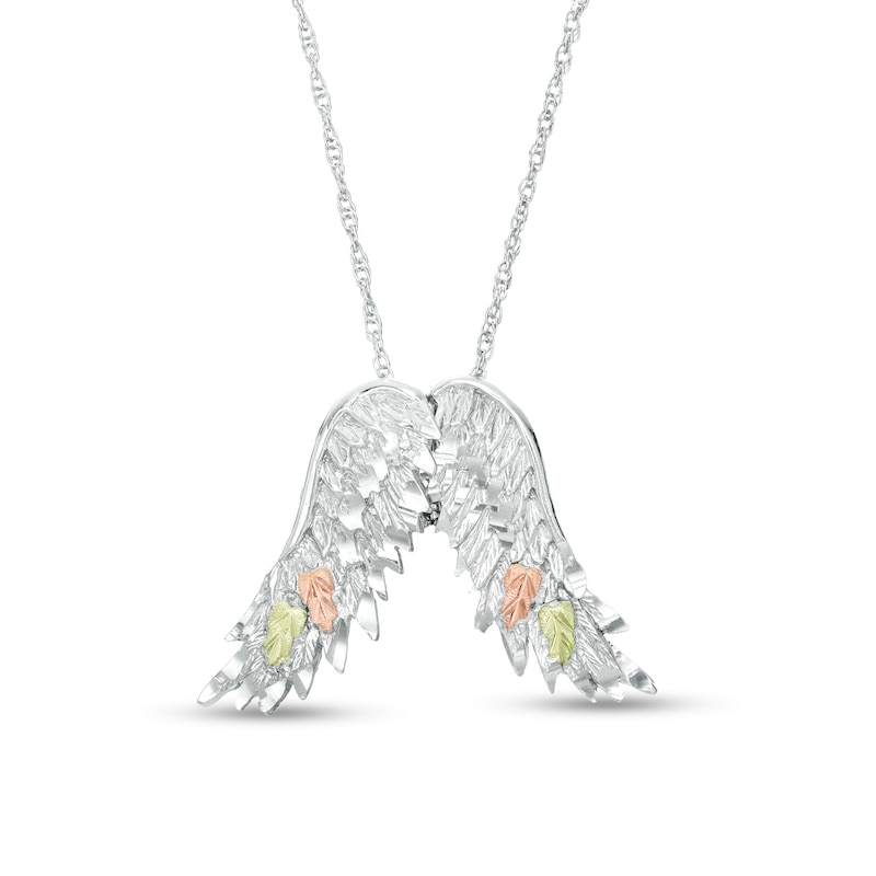 Main Image 1 of Black Hills Gold Textured Wings Pendant in Sterling Silver