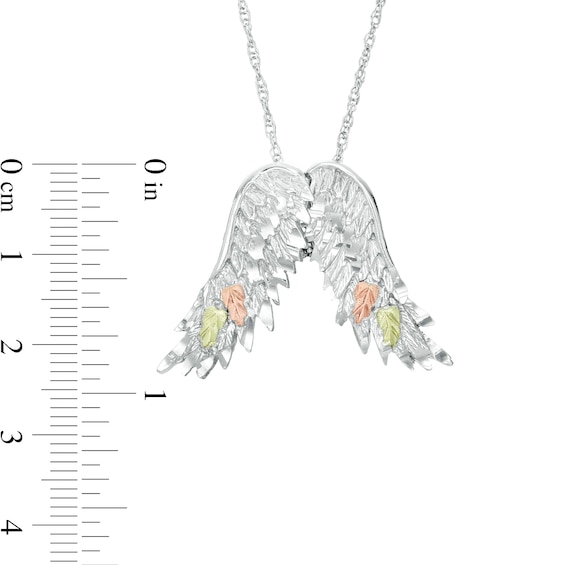 Black Hills Gold Textured Wings Pendant in Sterling Silver