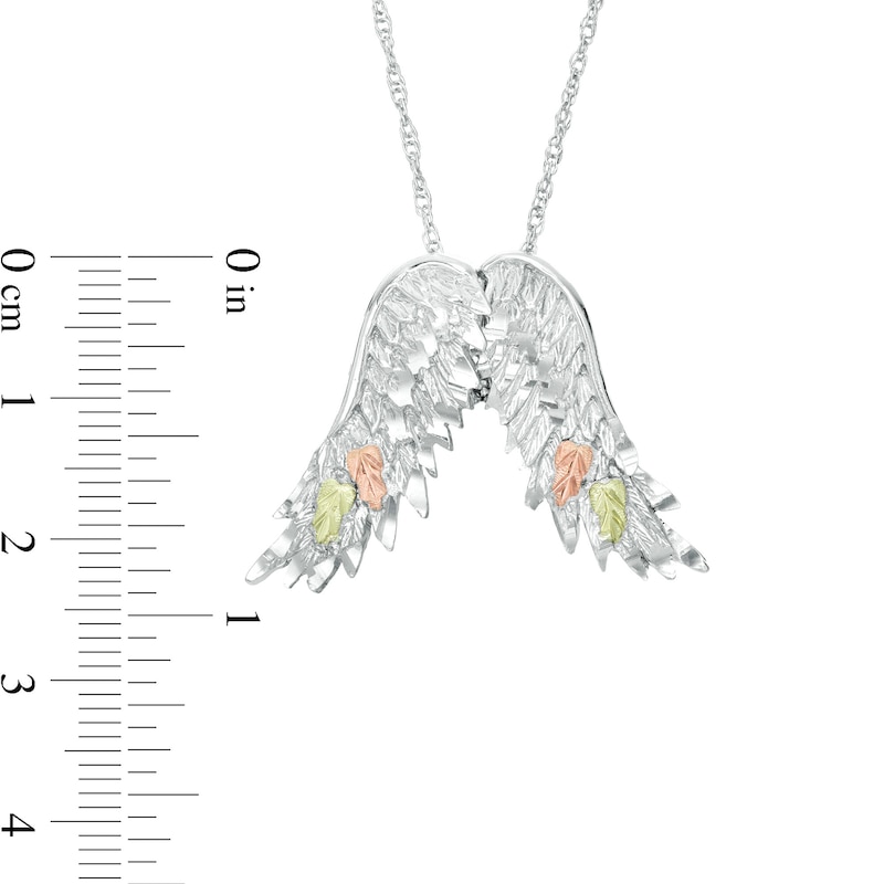Main Image 3 of Black Hills Gold Textured Wings Pendant in Sterling Silver