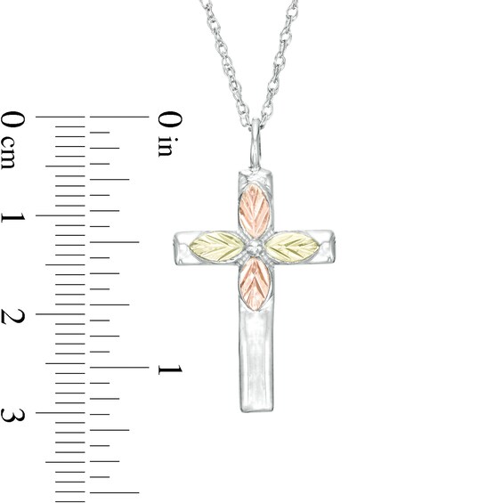 Black Hills Gold Cross Pendant in Sterling Silver