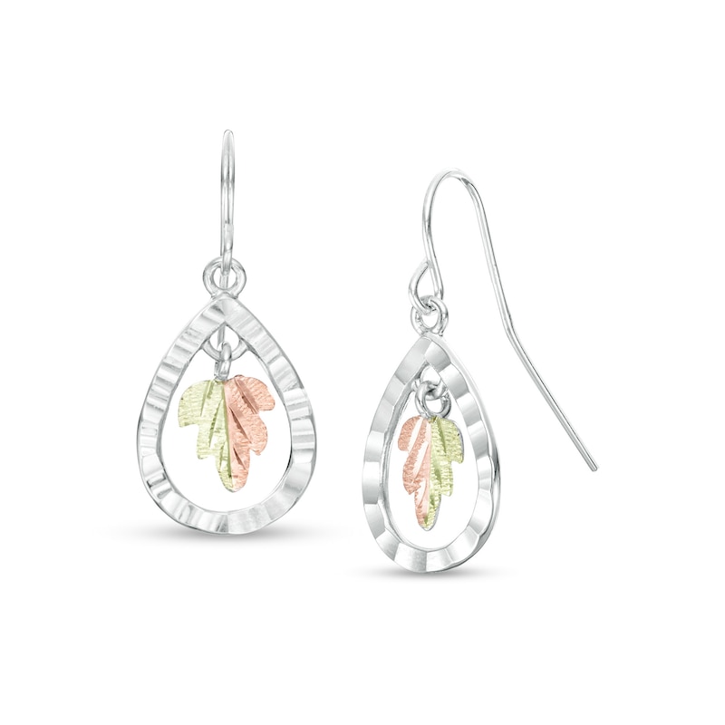 Main Image 1 of Black Hills Gold Leaf Dangle Teardrop Earrings in Sterling Silver