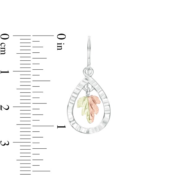 Black Hills Gold Leaf Dangle Teardrop Earrings in Sterling Silver