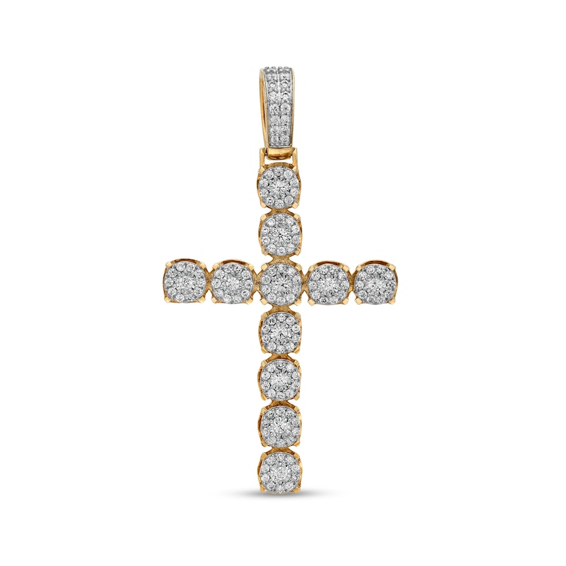 Main Image 1 of 2-1/2 CT. T.W. Diamond Frame Bubbles Cross Necklace Charm in 10K Gold