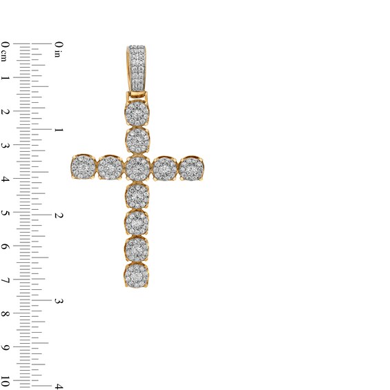 2-1/2 CT. T.w. Diamond Frame Bubbles Cross Necklace Charm in 10K Gold